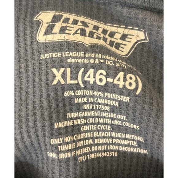 VTG MENS"JUSTICE LEAGUE LONG SLEEVE THERMAL SHIRT",Comic‎ Book Shirt XL THERMAL - Picture 3 of 3